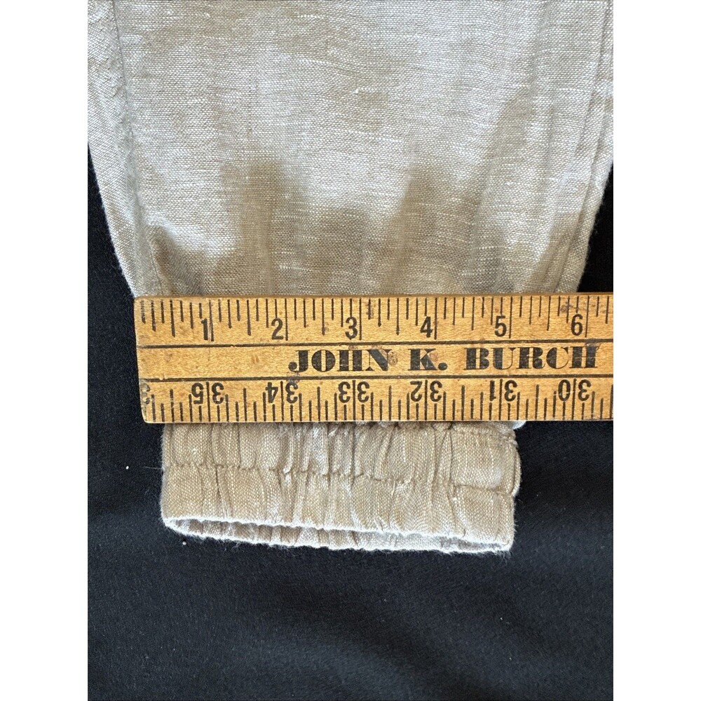 Nicole Miller Cargo Jogger Linen Pants Large Beige Tan Pull On Coastal Lagenlook - Picture 15 of 16